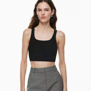 Aritzia Sculpt Knit Squareneck Cropped Tank - Size Small Black